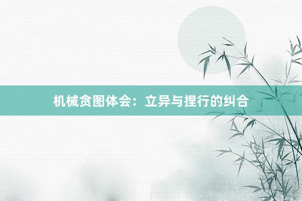 机械贪图体会：立异与捏行的纠合