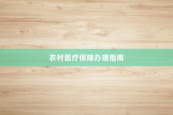 农村医疗保障办理指南